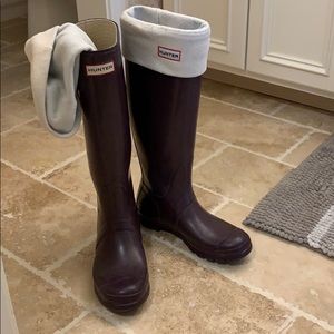 Purple hunter rain boots